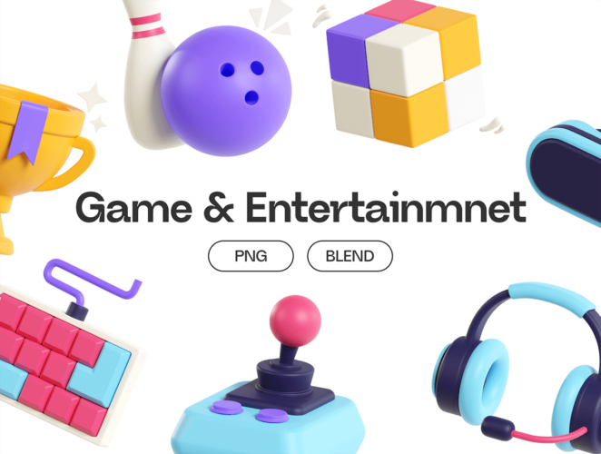 Game Entertaintment 3D Icons 20款竞技游戏和娱乐项目3D图标icon素材png免抠图片