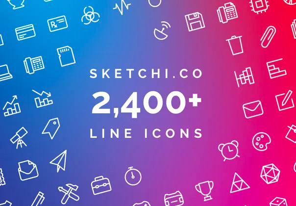 2400+ Line Icons and Icon Font 2400+手机app网站网页用户界面矢量线性小图标icon设计素材