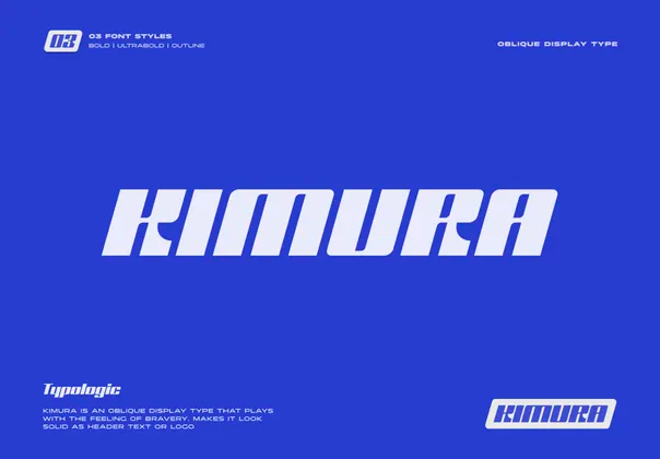 Kimura Display 动感时尚斜体字潮牌logo科幻海报封面粗体字标题英文字体包