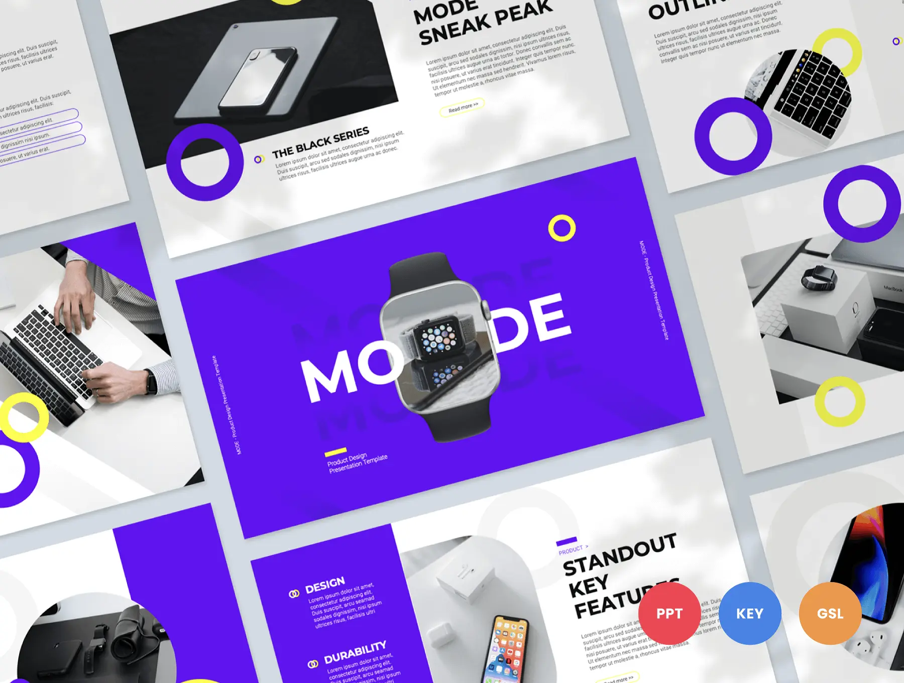 Product Design Presentation Template – Mode 30页产品设计新品发布会商业推广介绍展示商务ppt模板演示文稿