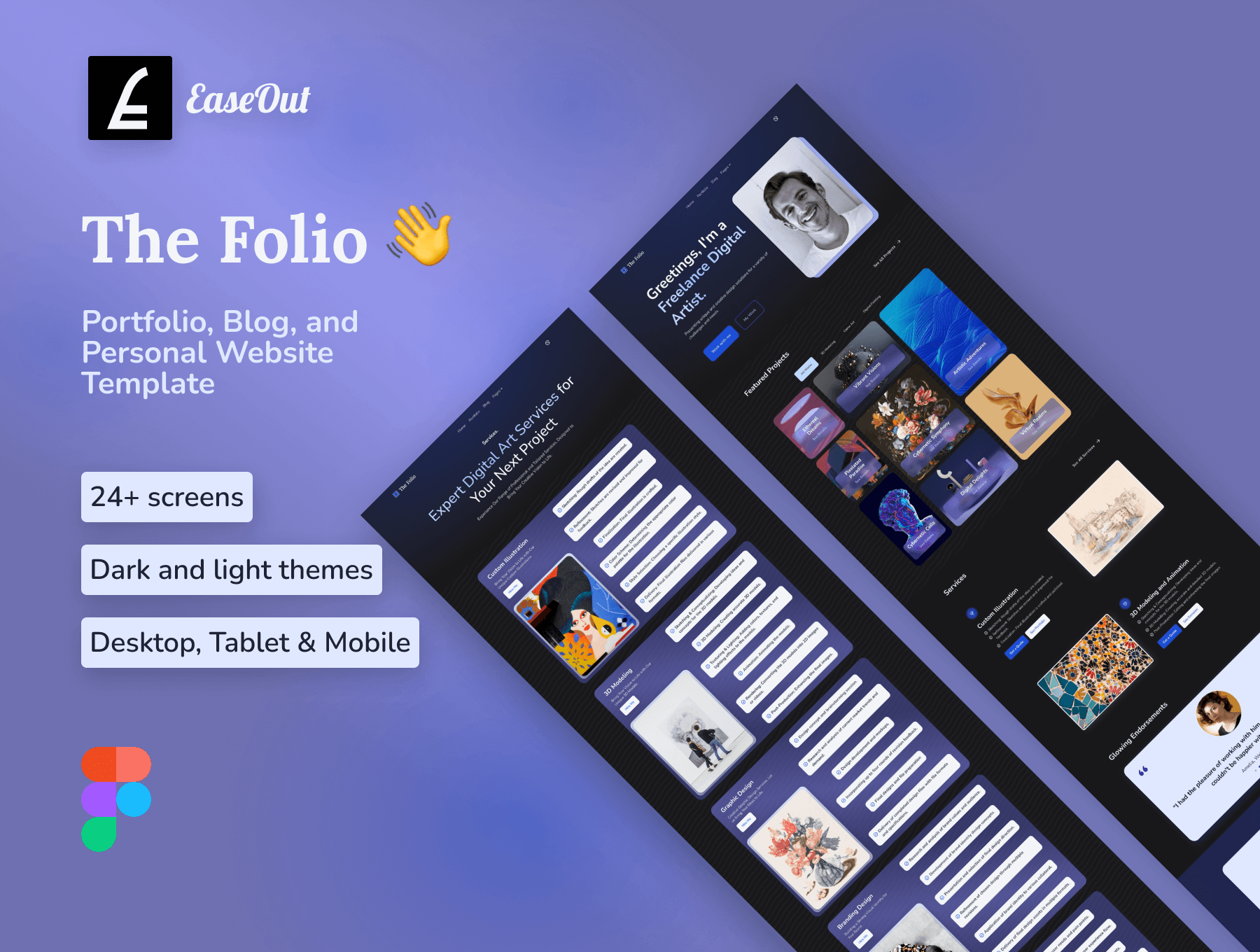 The Folio – Portfolio Blog and Personal Website UI Template 24屏现代时尚的个人博客网站 Figma 模板