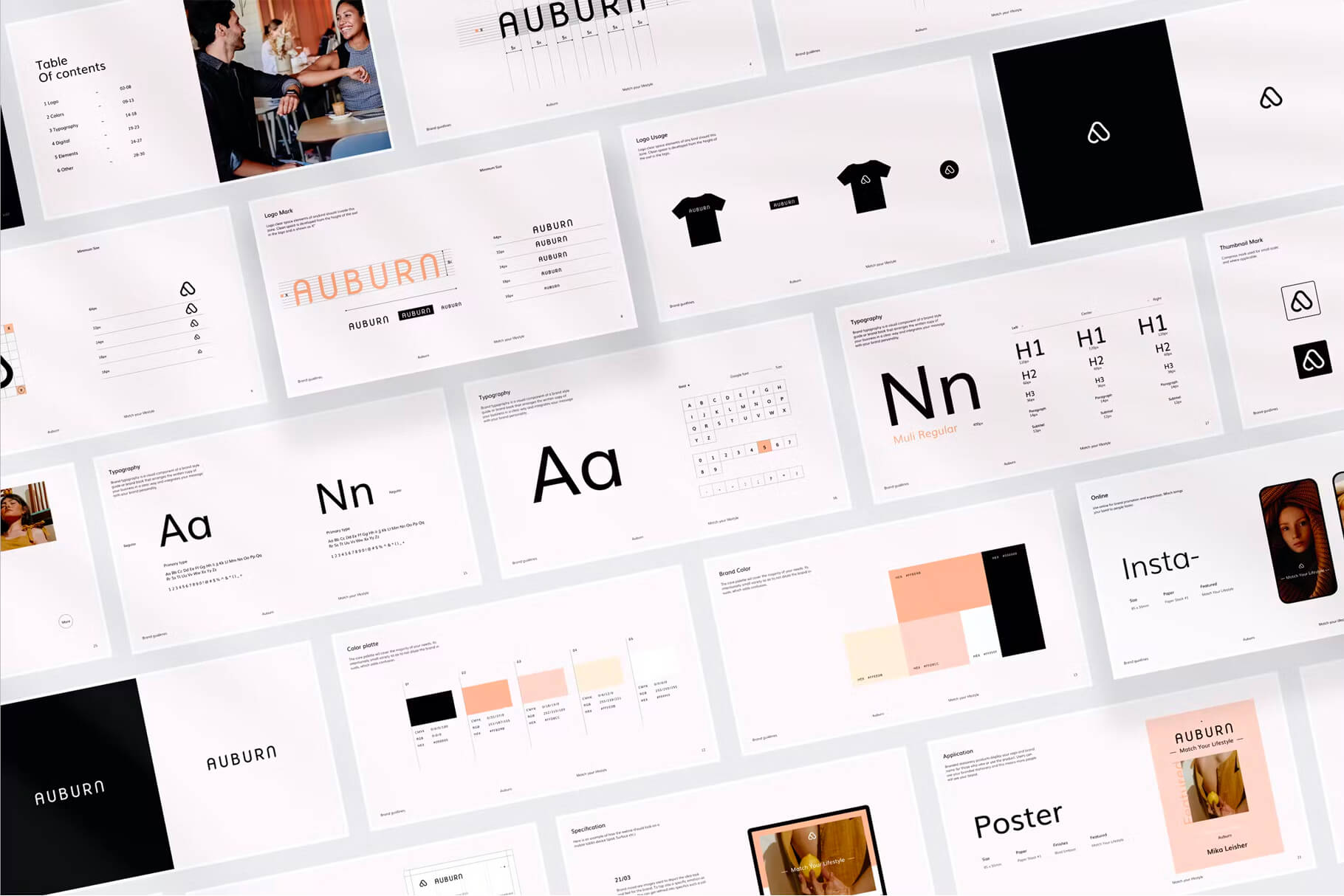 Auburn – Brand Guidelines 26页公司品牌推广指导手册排版宣传册版式设计id模板