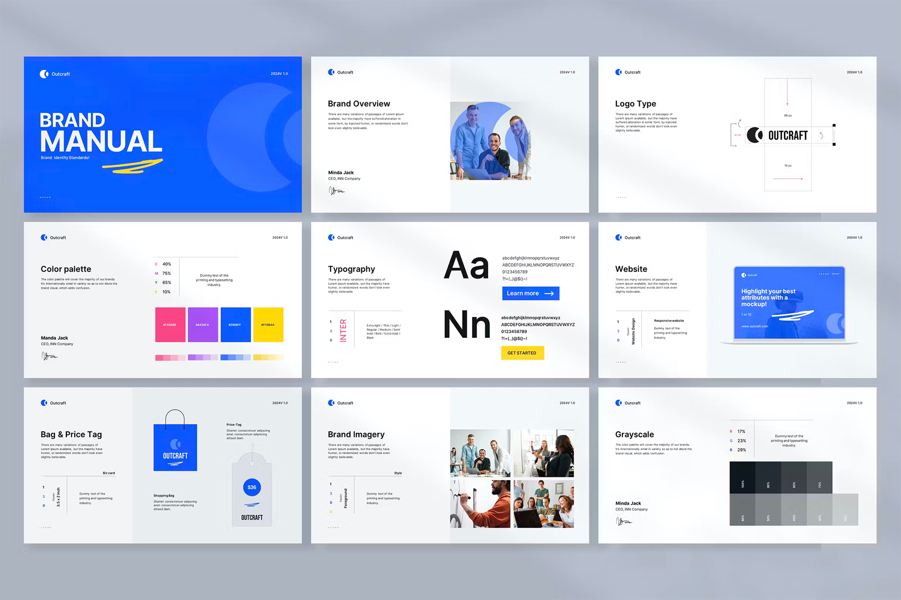 OUTCRAFT / Brand Guidelines Template 34页时尚品牌VI标志使用规范指南手册图文排版设计Keynote模板素材