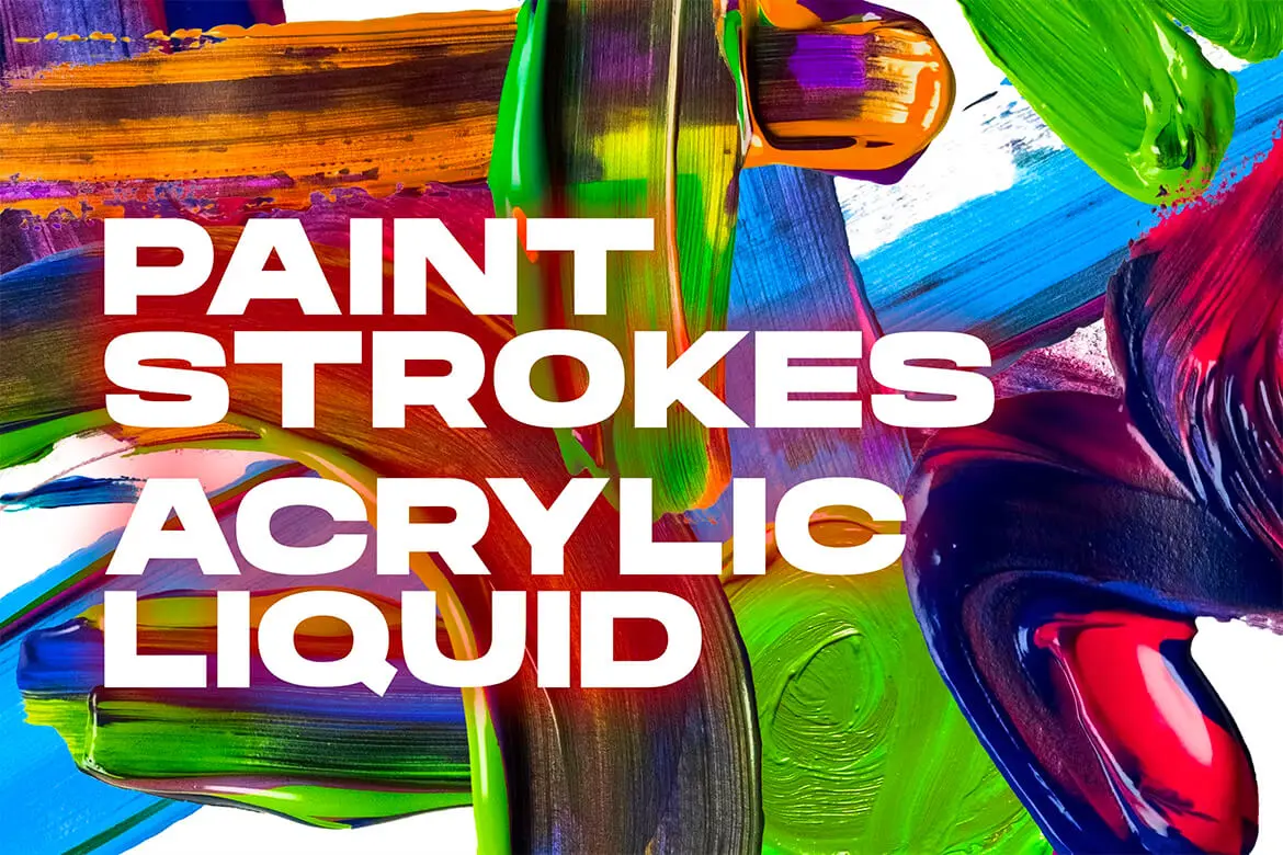 Paint Strokes Acrylic liquid 50款手绘液体颜料画笔涂鸦插图插画图片webp免抠图设计素材