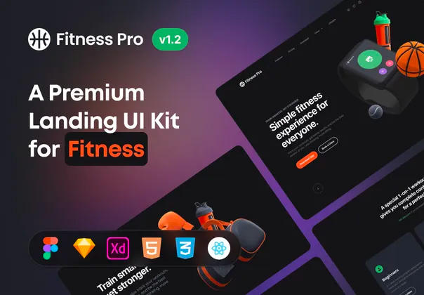 Fitness Pro Website UI Kit 高级web响应式健身运动网站界面ui设计套件html下载