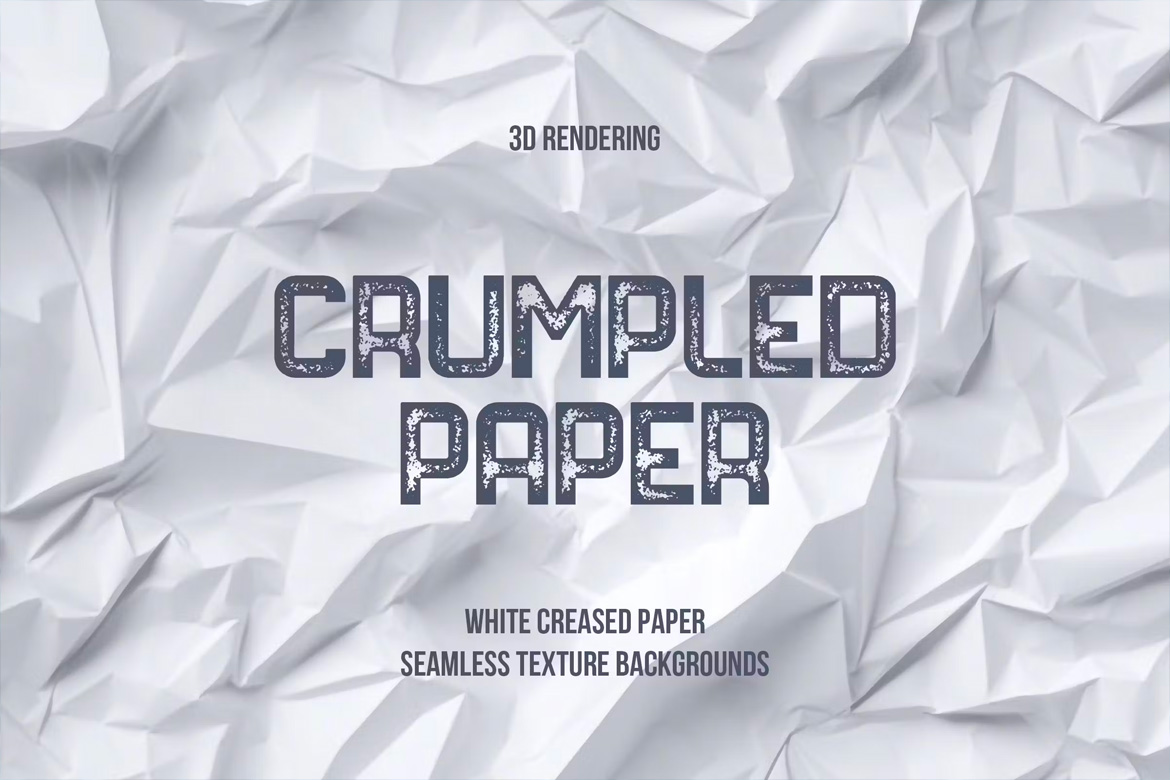 White Crumpled Paper Seamless Texture Backgrounds 10张白色褶皱陈旧纸张折痕纹理背景图片设计素材