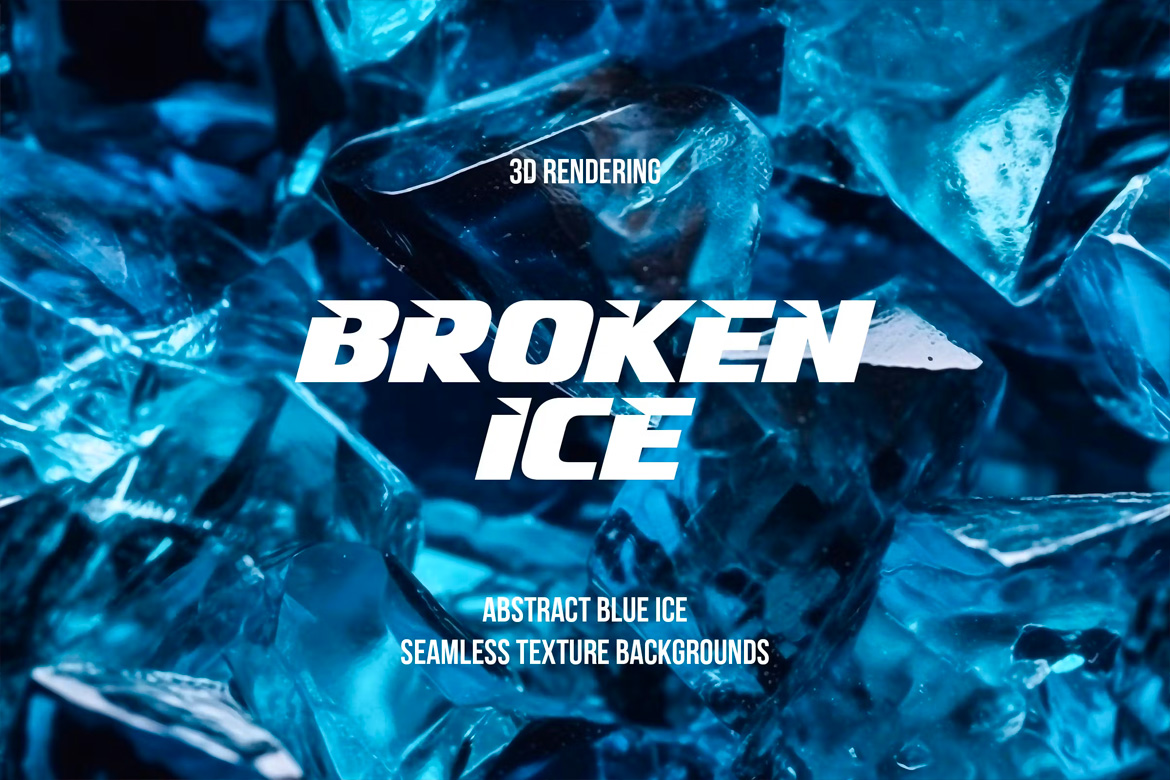 Blue Broken Ice Seamless Texture Backgrounds 10款蓝色碎冰水晶万花筒无缝纹理背景图片设计素材