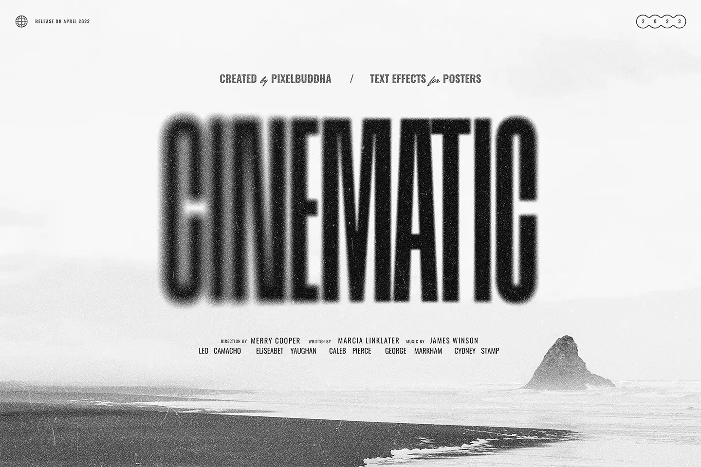 Cinematic Text Effects 6款电影胶片质感怀旧颗粒模糊标识字体设计ps特效样机模板素材