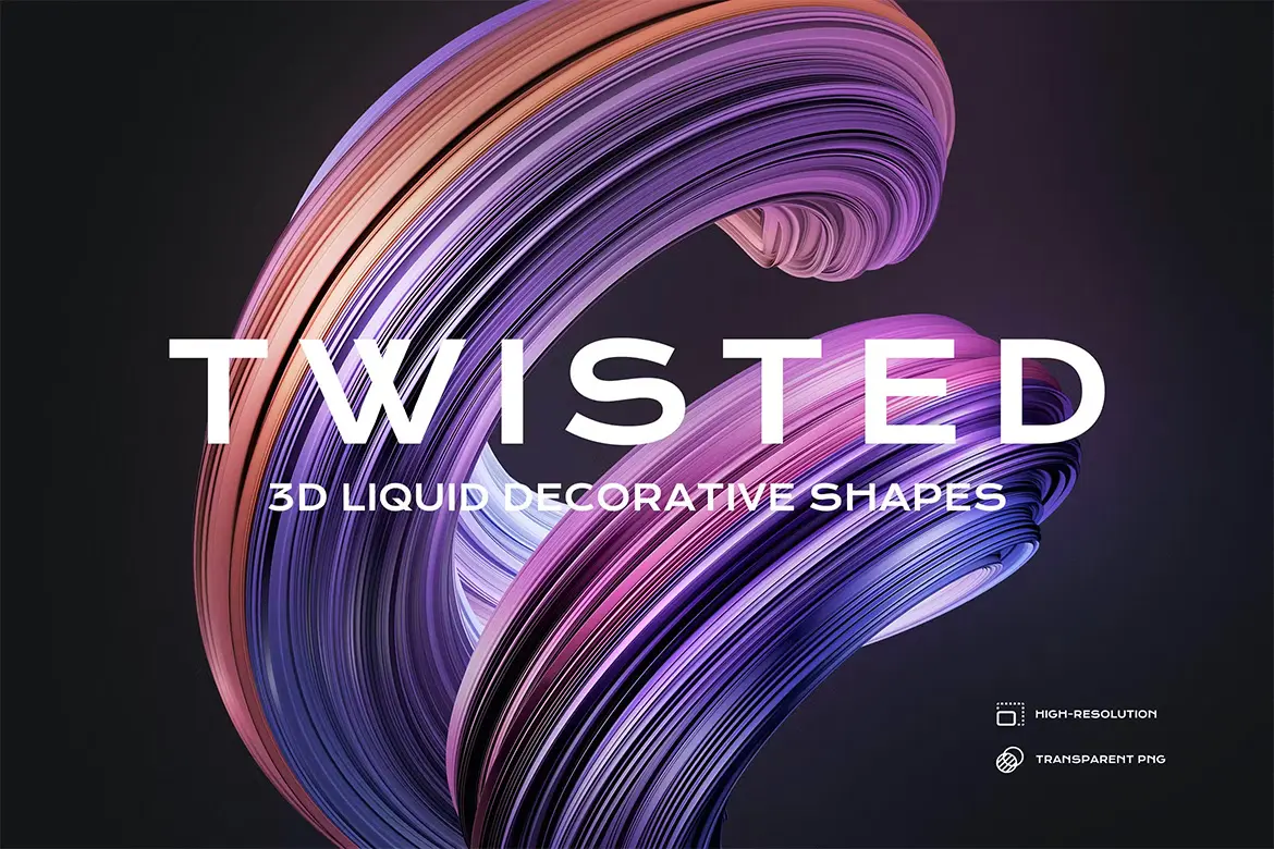 3D Twisted Decorative Shapes Backgrounds 创意炫彩3D立体抽象海报背景抽象扭曲时尚视觉海报背景webp免抠图片设计素材