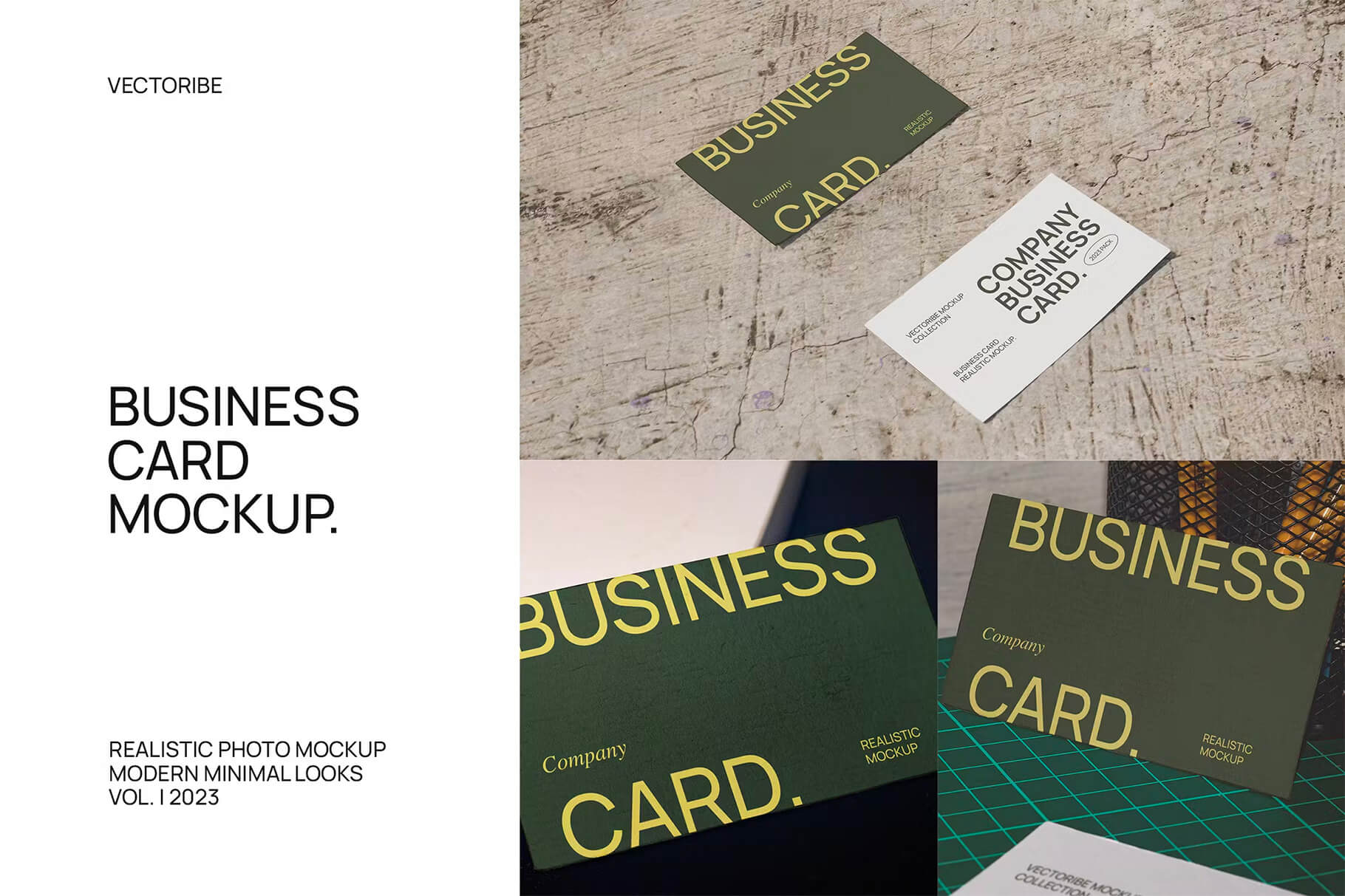 Business Card Realistic Mockup 4款逼真商务名片模型设计贴图ps卡片样机素材模板