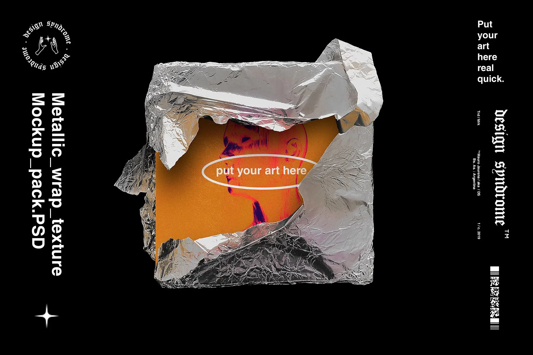 Metallic Wrap Mockup Pack 10款超酷潮流褶皱金属铝箔CD盒封面包装纸ps样机素材展示效果模板