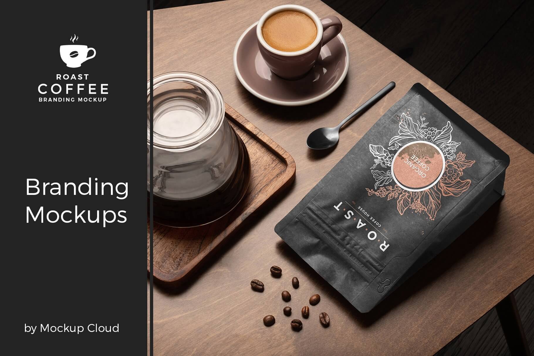 Roast – Coffee Branding Mockups 质感复古烘焙咖啡品牌文化产品包装vi设计贴图ps样机素材场景展示