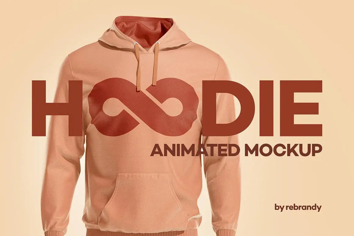 Hoodie Animated Mockup 动态运动休闲长袖上衣连帽衫卫衣印花贴图ps样机素材展示效果模板