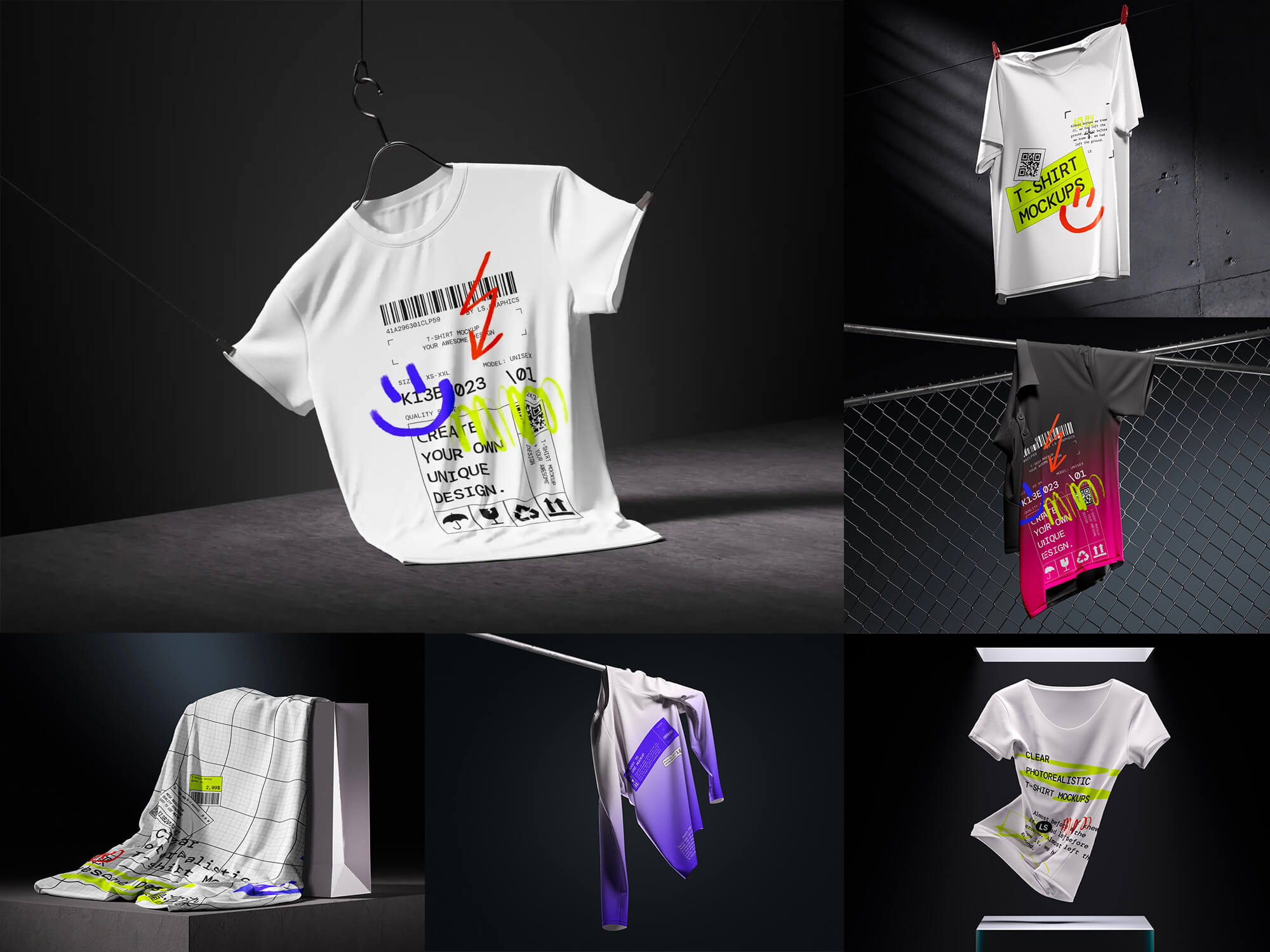 T-Shirt Mockups 32款3D立体短袖T恤polo衫背心服装设计贴图ps样机素材展示效果图