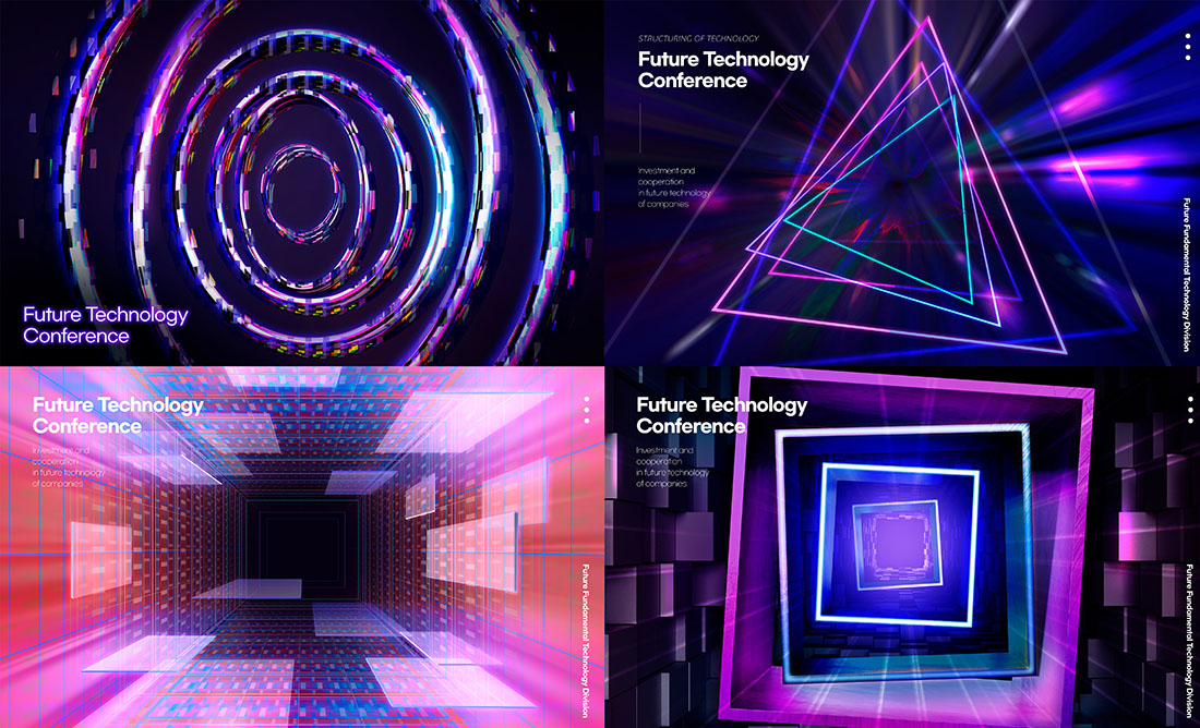 Future Technology Conference 10款未来科幻抽象霓虹灯科技论坛主视觉海报设计ps分层素材源文件