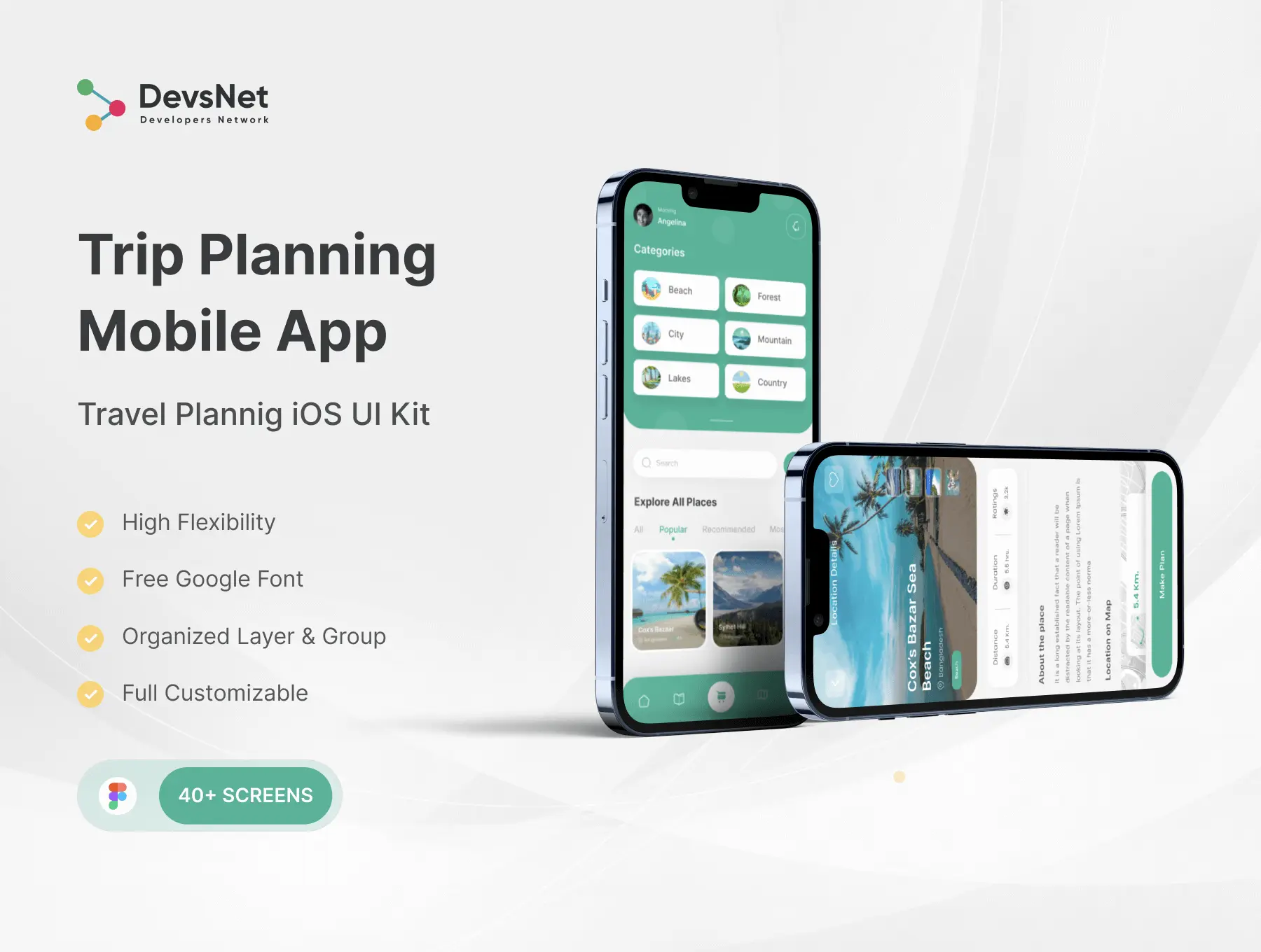 Booking App UI Kit 40屏旅行度假旅游攻略路书app界面UI设计素材