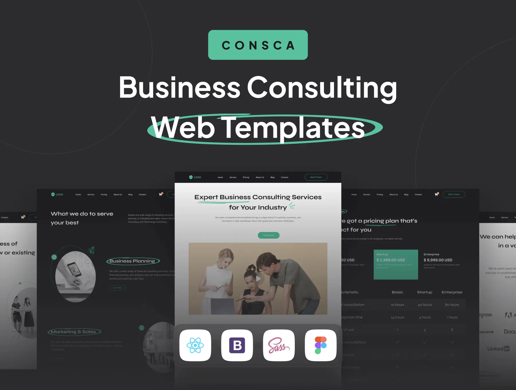 CONSCA – Business Consulting Web Templates 具有现代和简约风格的高级商务咨询 Web 模板