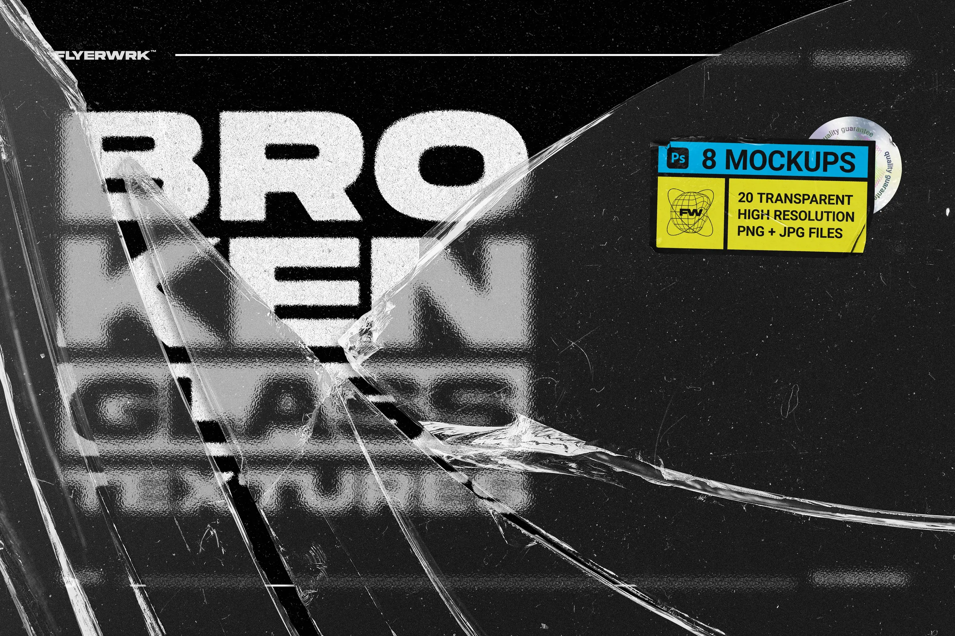 Broken Glass Textures 街头潮流真实透明碎玻璃粗糙裂纹碎片肌理底纹ps样机特效模板素材