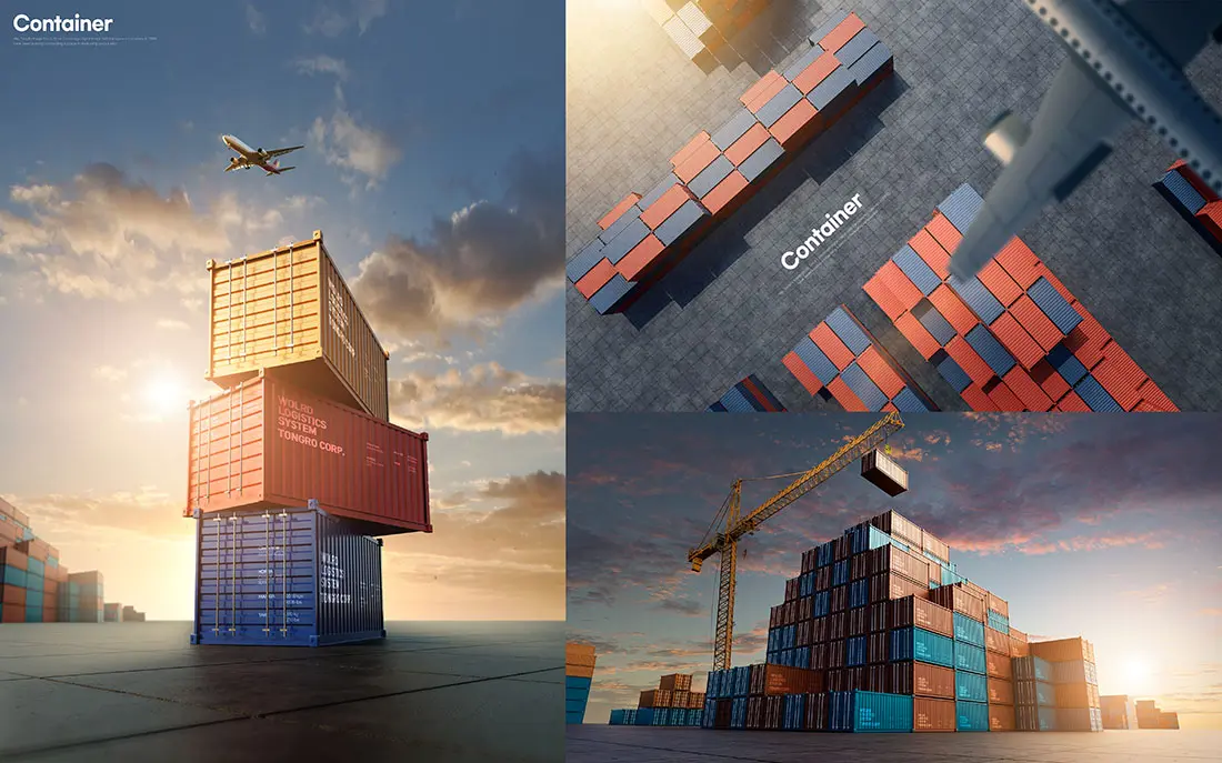 Seaport Logistics Poster Template  9款创意港口国际贸易海运物流集装箱海报展板招贴设计PSD分层源文件素材