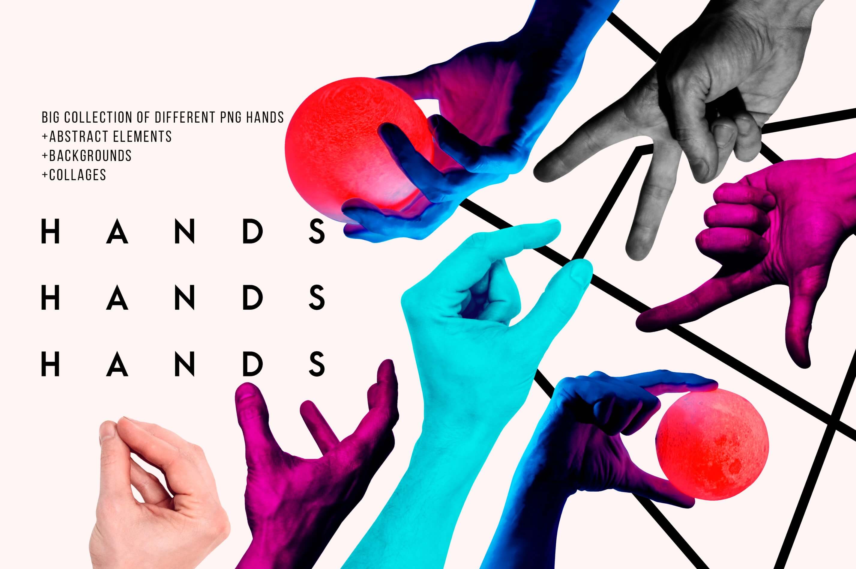 Hands, Hands, Hands  创意抽象涂鸦视觉海报设计炫彩手势视觉海报设计png免抠图设计素材源文件