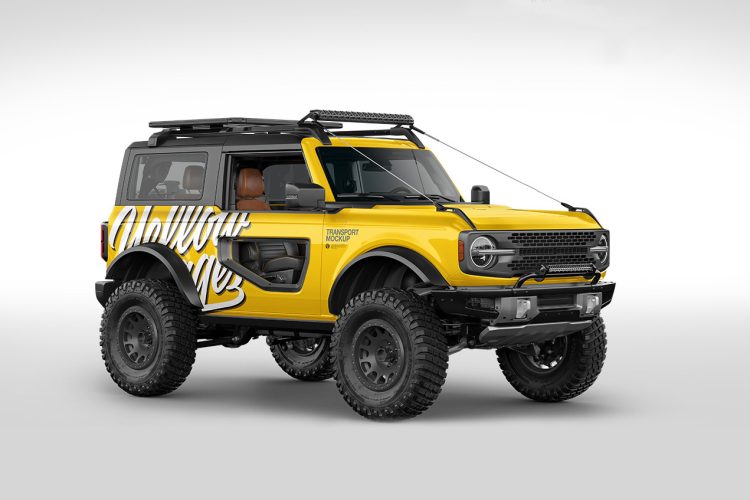 Off-Road SUV Mockup Pack-1 福特Bronco户外suv越野车汽车改色图案贴图ps样机素材展示模板