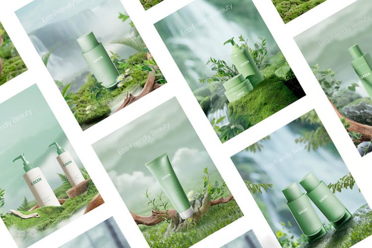 Eco-Friendly Beauty Psd Poster  14款环保自然生态植物草本化妆品美妆护肤品海报设计ps素材源文件