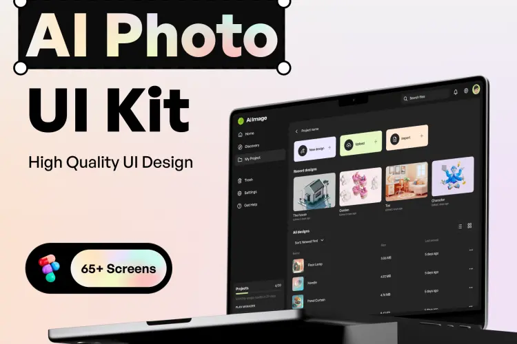 AI Photo UI Kit  AI人工智能绘画图像照片编辑器应用UI用户操作界面套件Fig模板