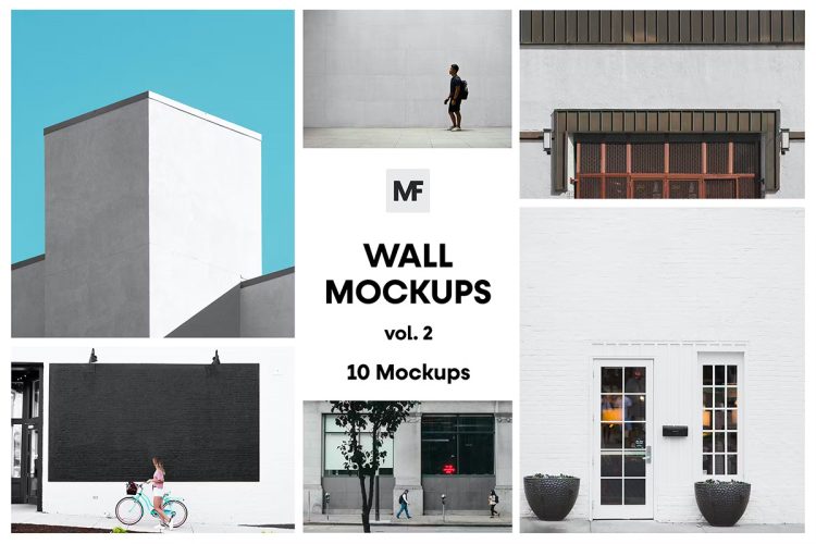 Wall Advertising Mockups vol.2  10款户外水泥墙面导视标识广告标语设计贴图ps样机素材展示效果图