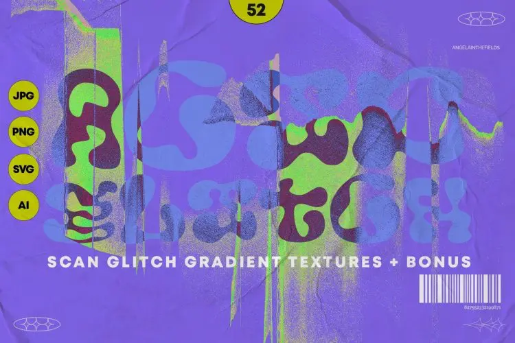 Futuristic Holographic Texture Set  20款抽象艺术未来主义全息潮流酸性故障风海报背景底纹图片素材