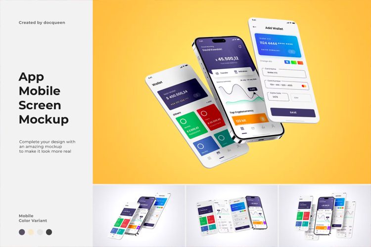 App Phone Screen Mockup  12款iPhone14手机App界面UI设计作品贴图ps样机素材展示效果图