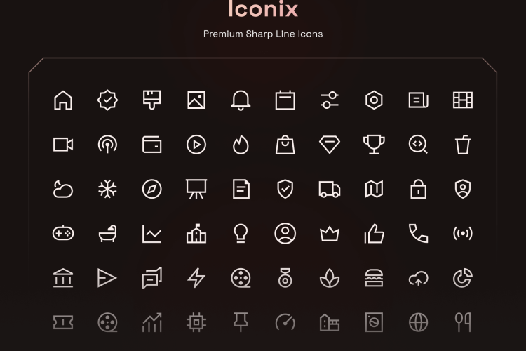 Iconix Sharp Line Icons  1200款高级网站APP界面设计矢量线条图标Icons设计素材合集