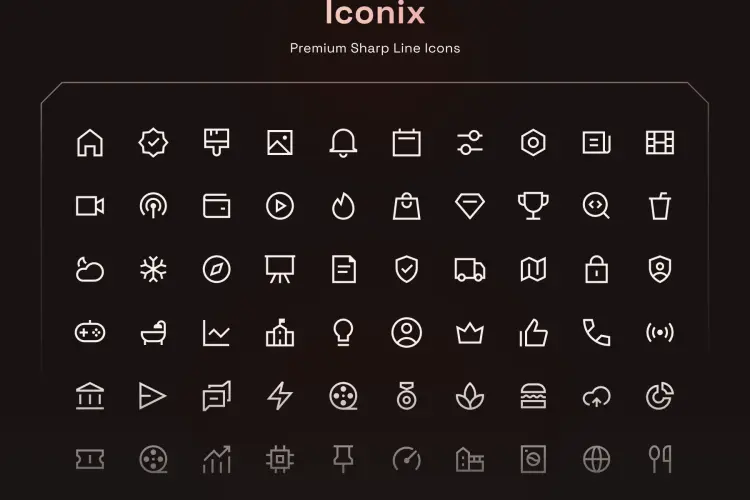 Iconix Sharp Line Icons  1200款高级网站APP界面设计矢量线条图标Icons设计素材合集