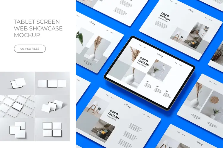 Tablet Screen Mockup 24款iPad设备ui作品平铺展示设计贴图ps样机素材国外设计模板
