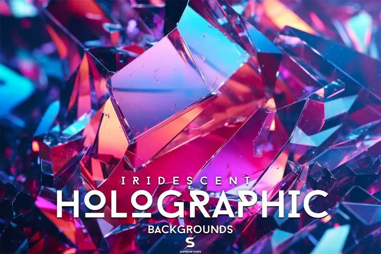 Holographic Iridescent glass Backgrounds 14张全息艺术美学虹彩玻璃晶体背景壁纸图片设计素材
