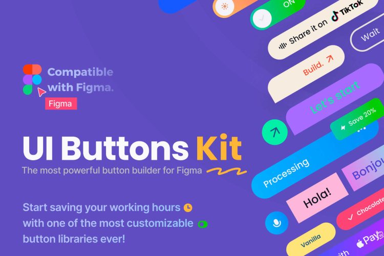 UI Buttons Kit For Figma 网页小程序网站App应用配色Button按钮样式套件fig设计素材合集