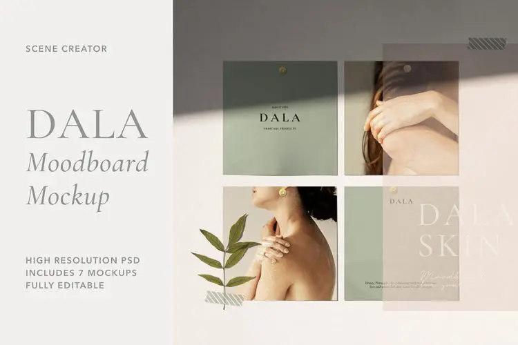 Dala – Moodboard Scene Creator 信封信纸贺卡请柬邀请函便签胶带文具情绪版ps样机素材展示效果图