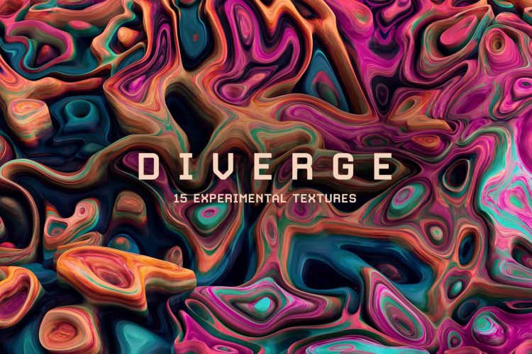 Diverge 15 Experimental Textures  15款高清华丽抽象艺术迷幻液体颜料流体渐变背景底纹图片设计素材