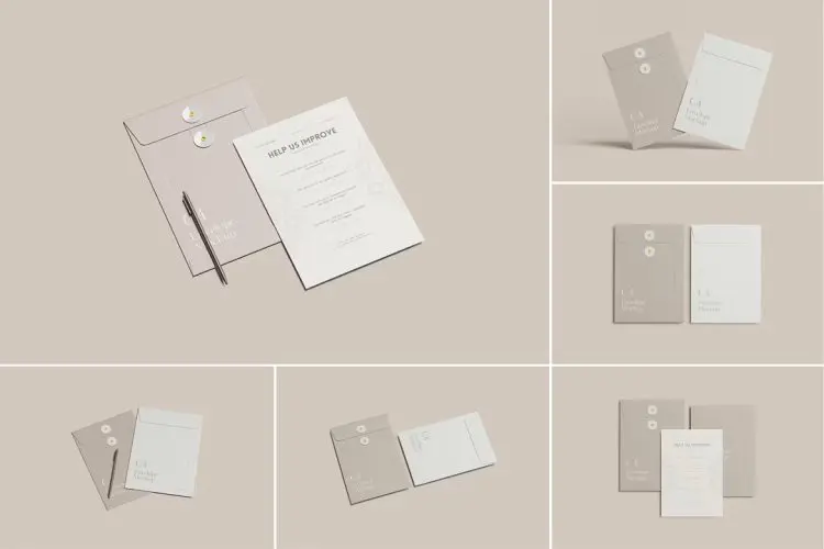 String envelope mockup 6款封缠绳公文袋档案袋信封模型袋身设计贴图ps文具样机素材模板