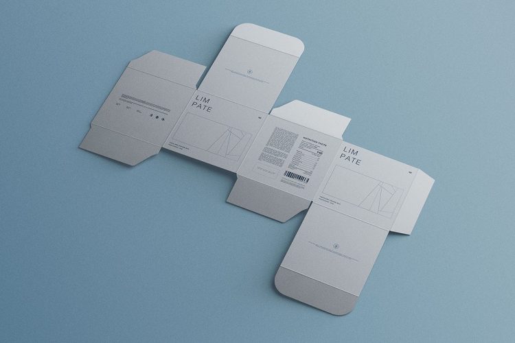 Unfolded Square Box Mockup 正方形纸盒展开图刀版产品包装盒设计作品贴图ps样机素材展示效果