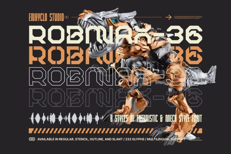 ROBMAX36 – Futuristic Mecha Font 未来科幻极简粗体游戏电竞科技品牌logo海报英文字体包