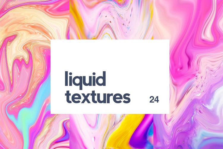 Liquid Textures Bundle 24款高清炫彩创意抽象液体颜料绘画流体渐变背景图片素材