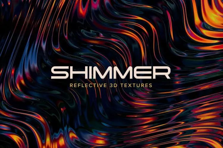 Shimmer Reflective 3D Textures 15款高清炫彩科幻未来液体金属镀铬扭曲波浪渐变背景底纹图片素材