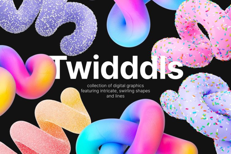 Twidddls by ls.graphics  300张全新渐变多彩甜美抽象艺术扭曲几何图形PNG免抠图设计素材