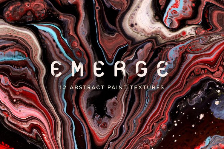 Emerge 12 Abstract Paint Textures  12款炫彩3D立体效果丙烯酸涂料油漆抽象艺术肌理纹理背景图PS设计素材