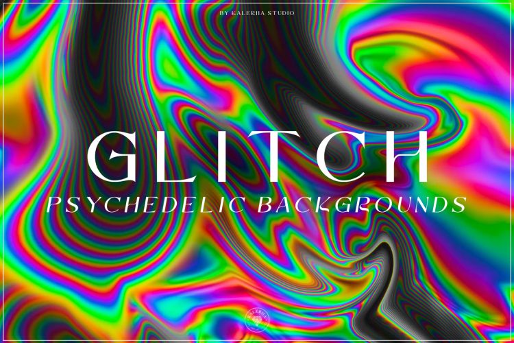 Glitch Psychedelic Backgrounds 10款未来科幻潮流抽象迷幻故障风热像仪彩虹失真艺术背景图片素材