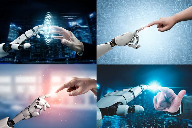 Artificial Intelligence Background  48款高清智能科技AI人工智能机械手臂展板海报设计JPG格式背景图片素材