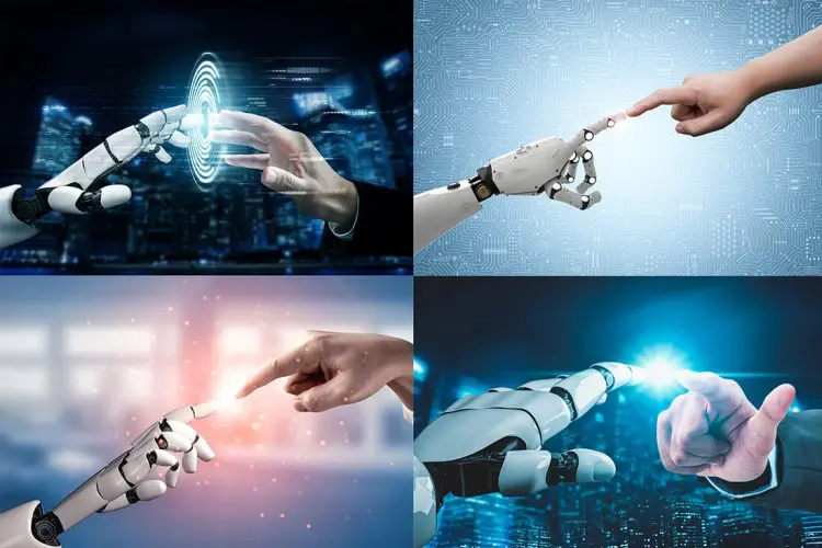 Artificial Intelligence Background  48款高清智能科技AI人工智能机械手臂展板海报设计JPG格式背景图片素材