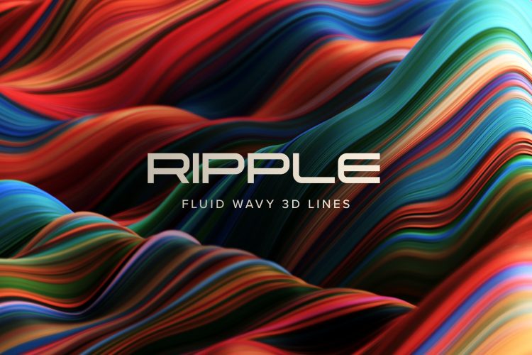 Ripple Fluid Wavy 3D Lines  15款高清艺术抽象炫彩流体渐变扭曲波浪山峰背景底纹图片设计素材