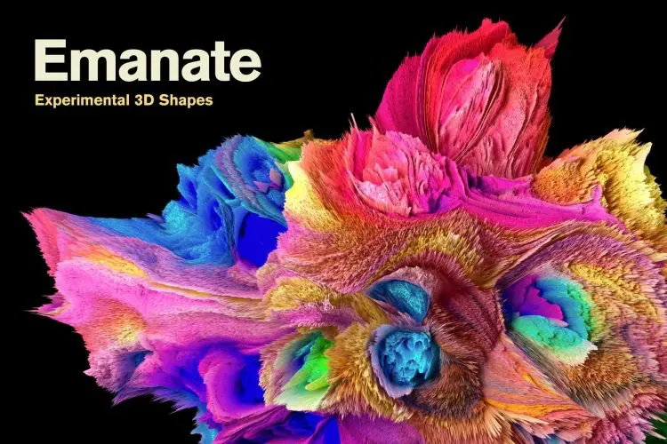 Emanate Experimental 3D Shapes  15款3D立体炫彩未来科幻毛刺爆炸海报背景底纹webp免抠图片素材