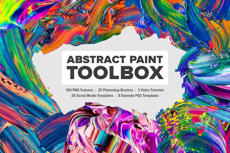 Abstract Paint Toolbox 抽象艺术油漆颜料笔刷涂鸦笔触绘画油画png免抠图片背景底纹国外设计素材